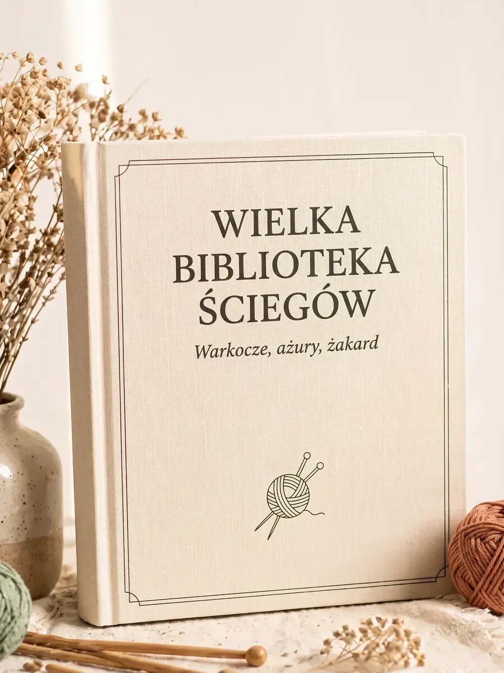 Wielka Biblioteka Ściegów: próbki ściegów na okładce tomu